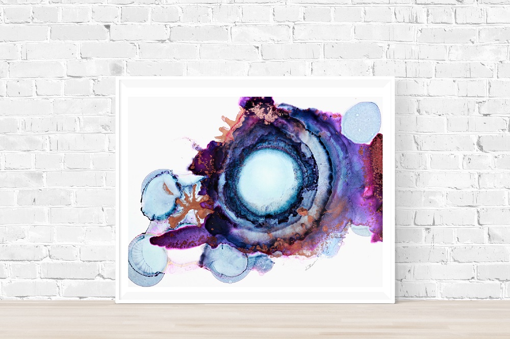 blue violet abstract painting
