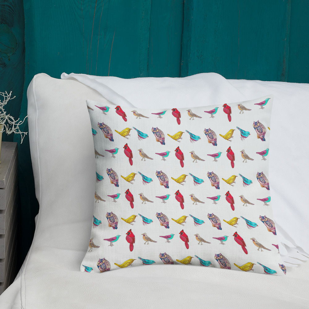 bird pattern pillow