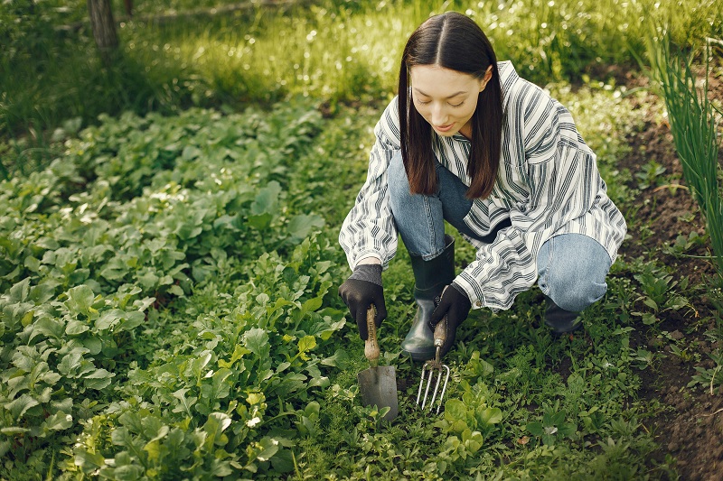 woman gardening homesteading hobby farm