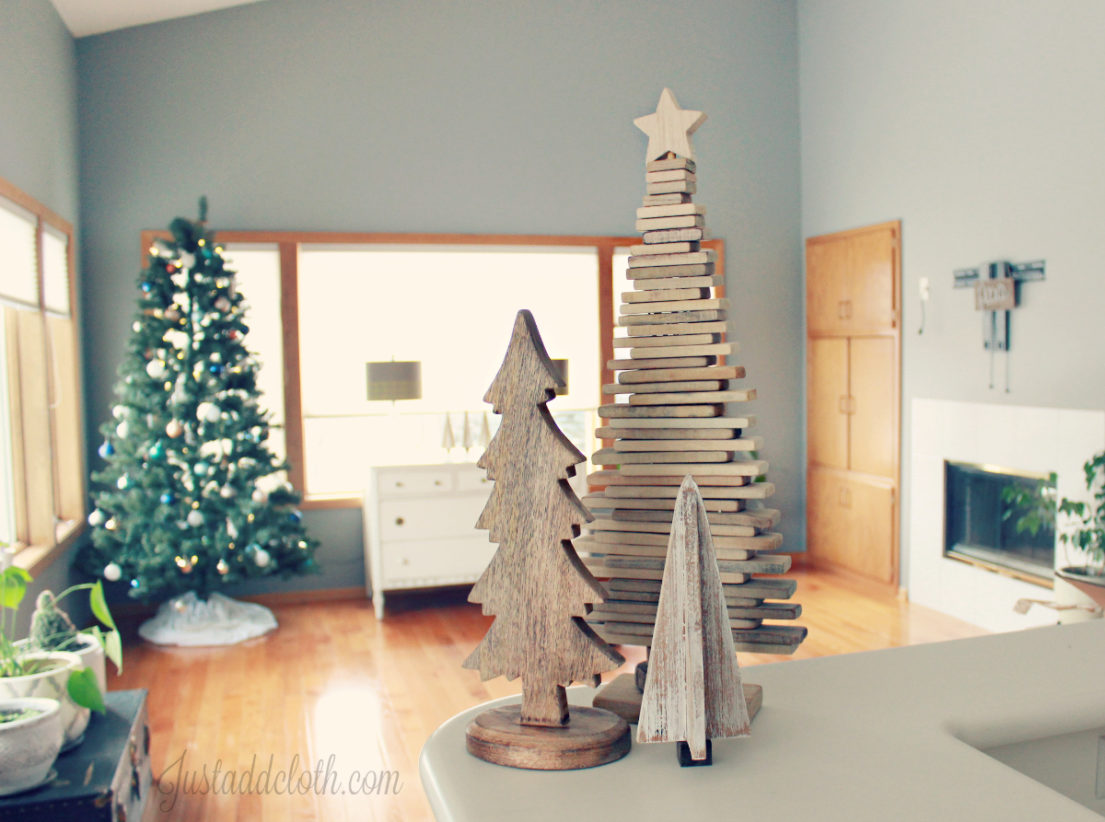 rustic christmas decor wood trees