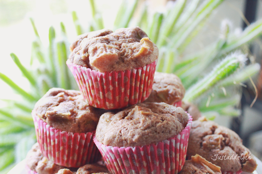 whole wheat rhubarb muffins