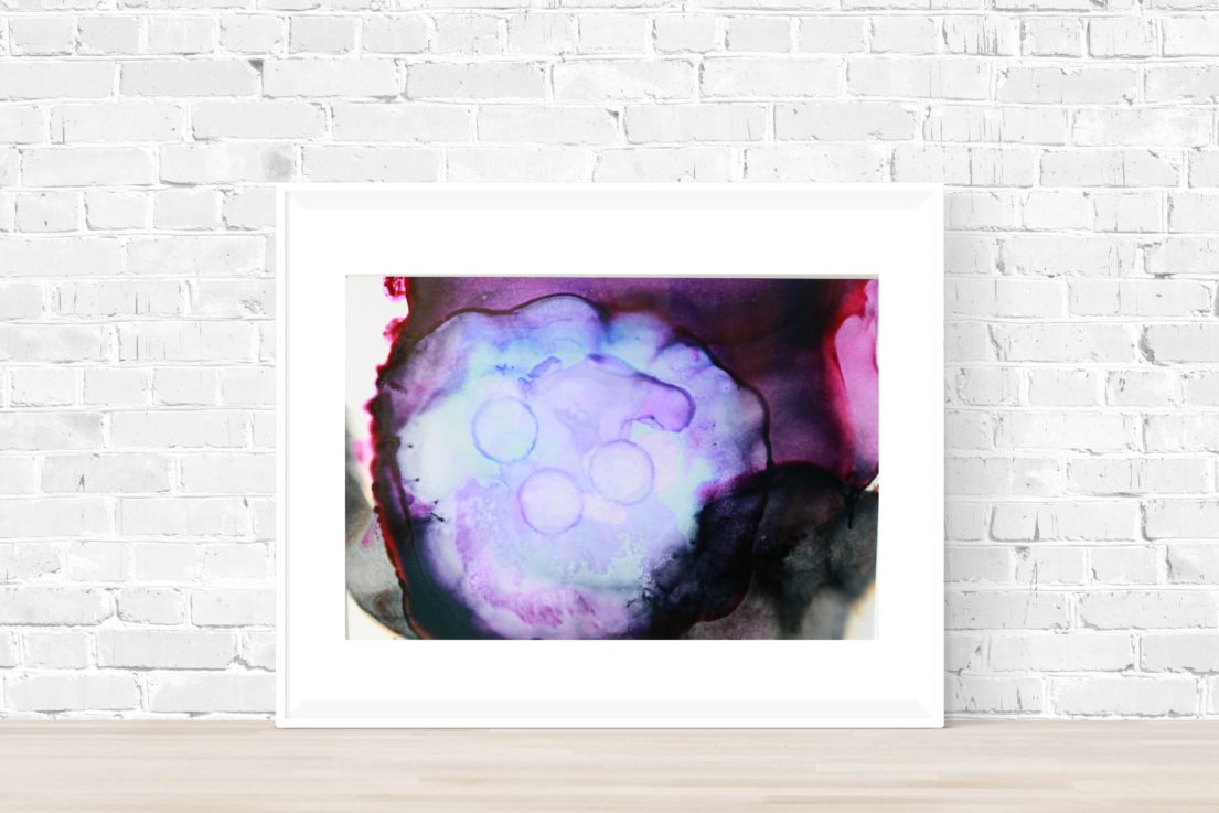 Original Ink Abstract Painting – Violet Third